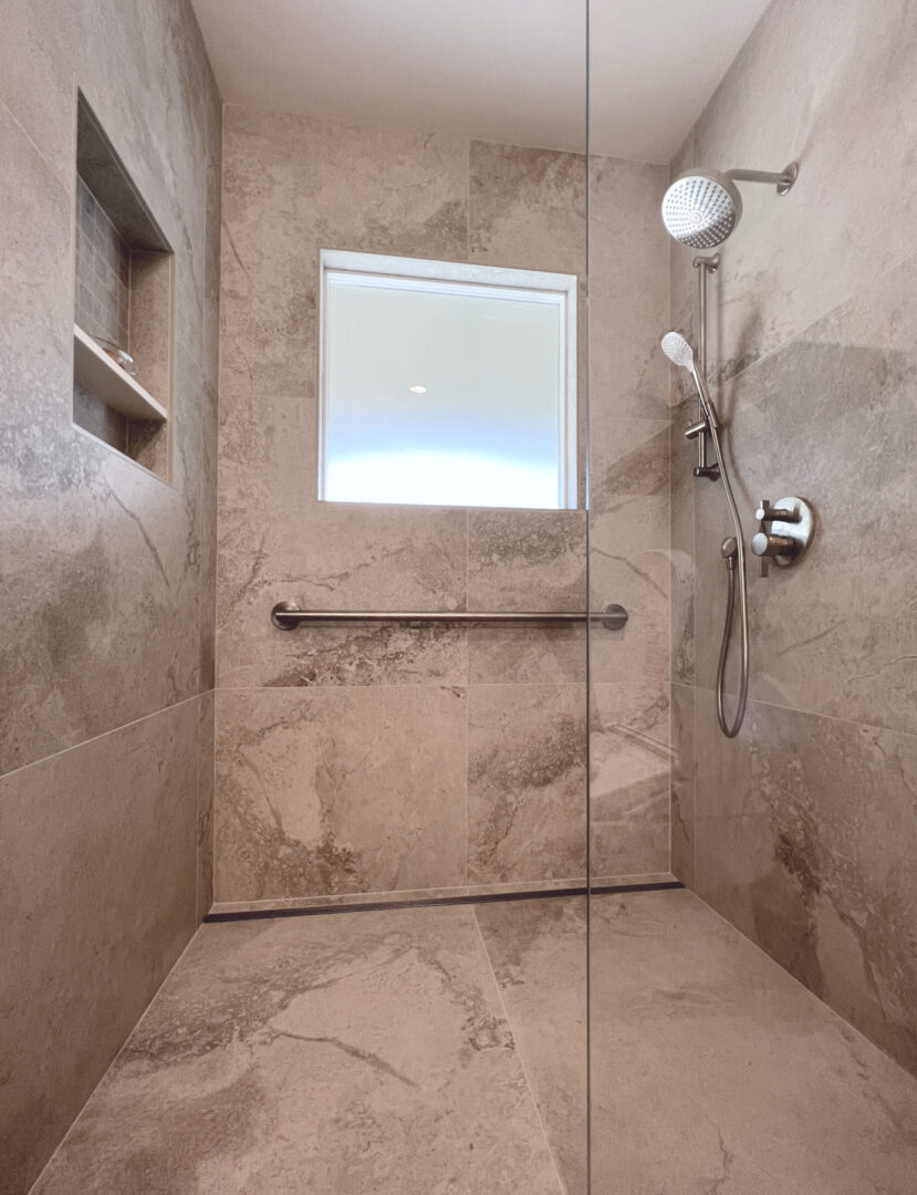 A Brown and Black Color Shower Cabin Space